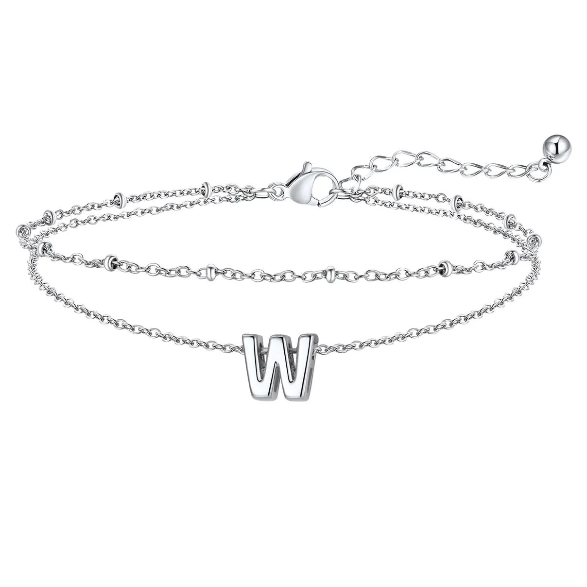 Initial Layered Anklet for Women