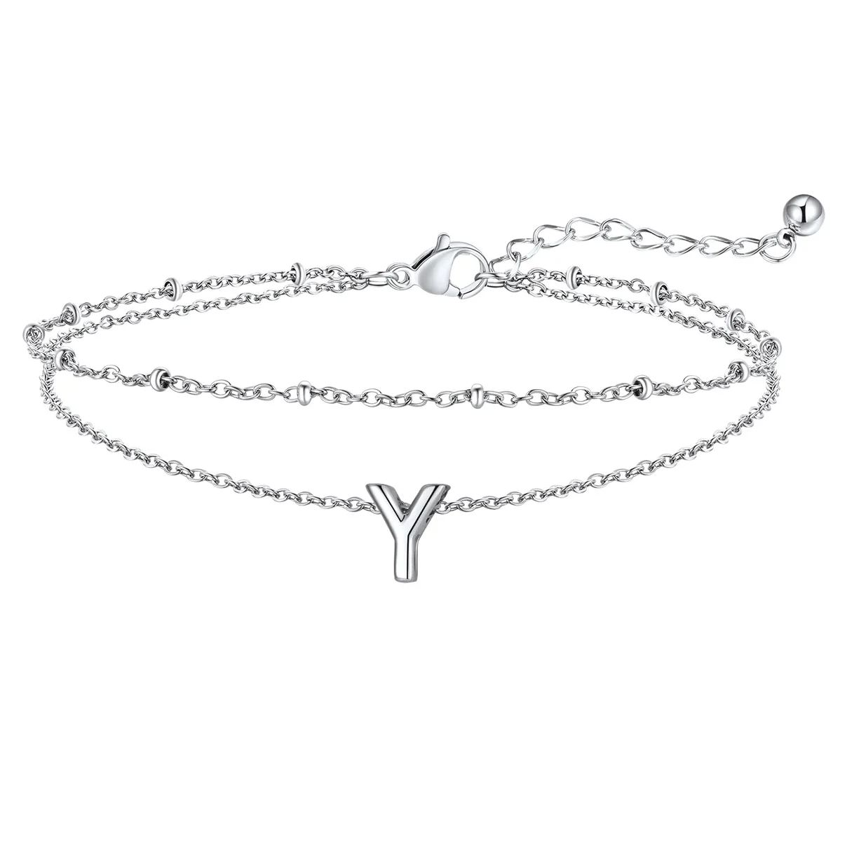 Initial Layered Anklet for Women