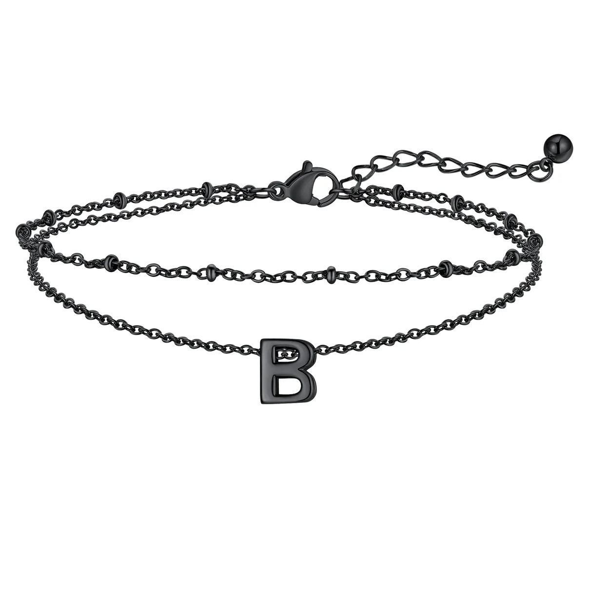 Initial Layered Anklet for Women