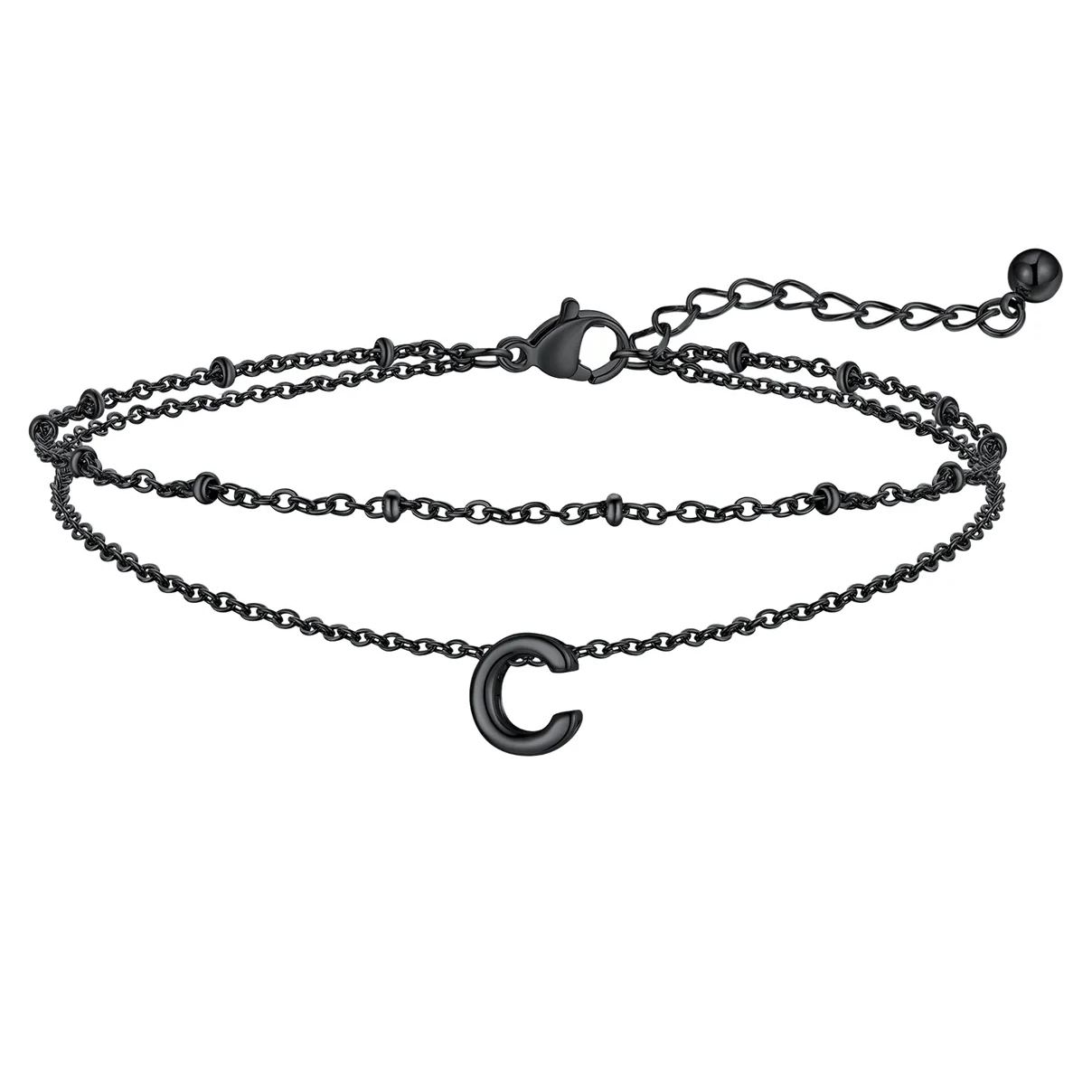 Initial Layered Anklet for Women