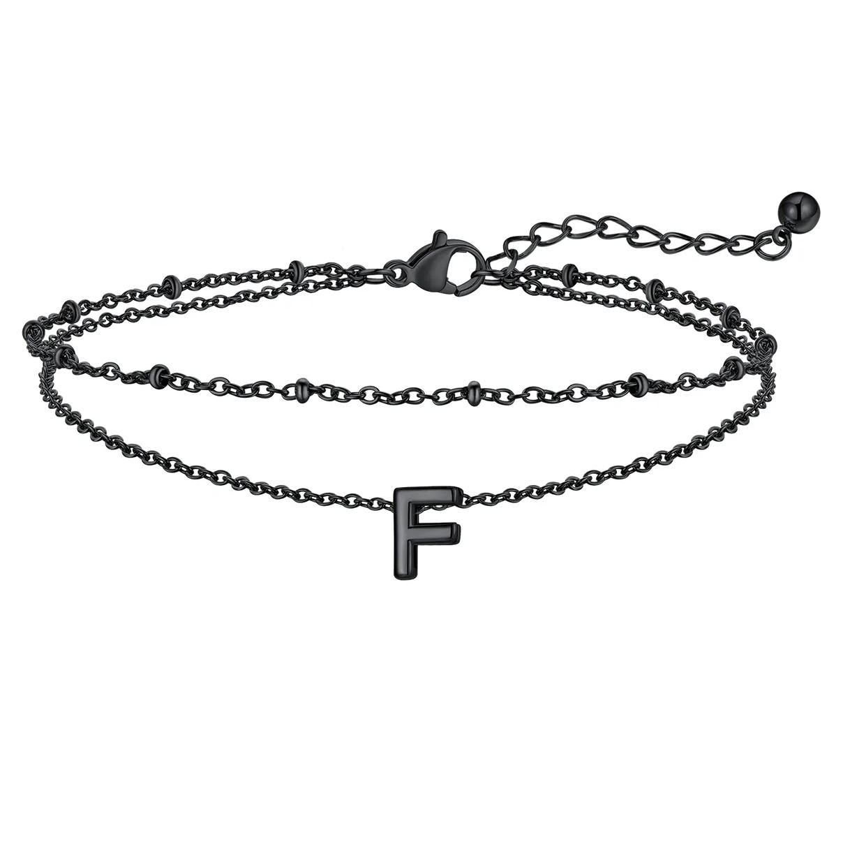Initial Layered Anklet for Women