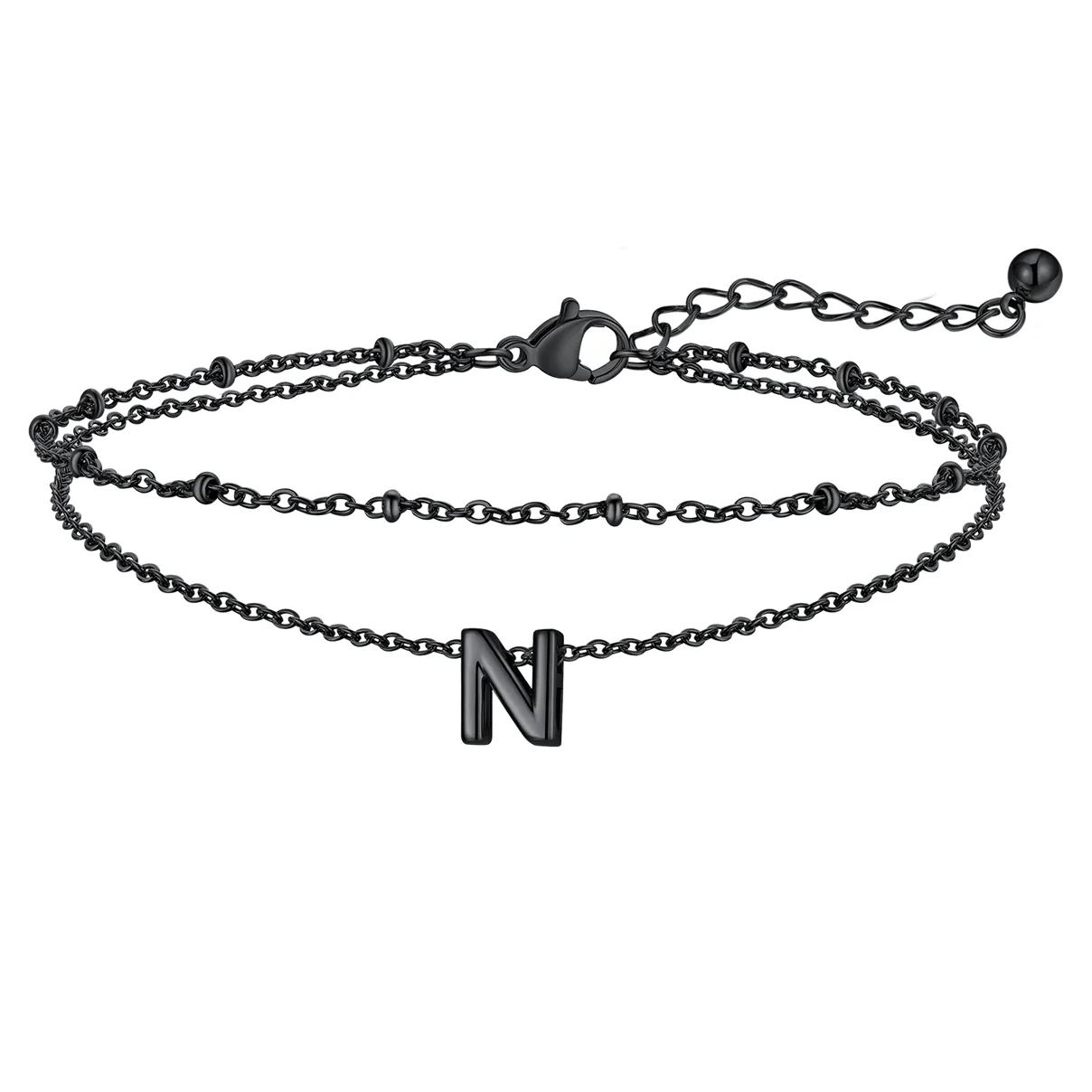 Initial Layered Anklet for Women