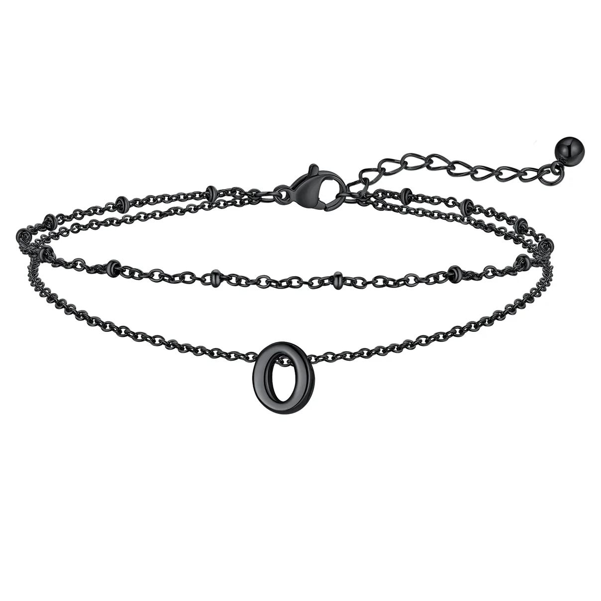 Initial Layered Anklet for Women