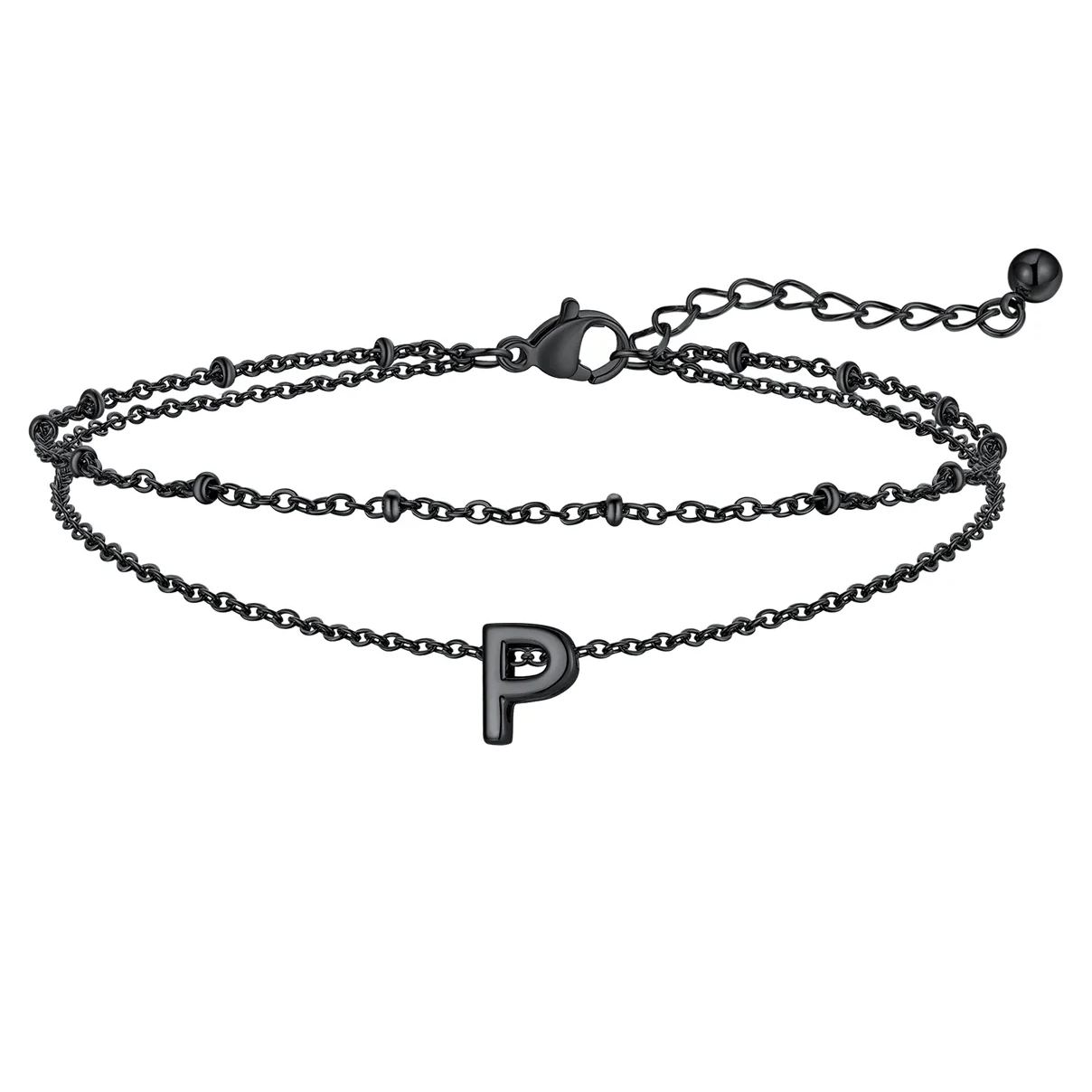 Initial Layered Anklet for Women