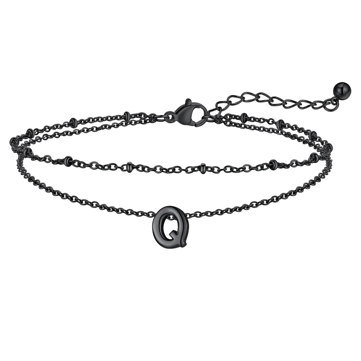 Initial Layered Anklet for Women