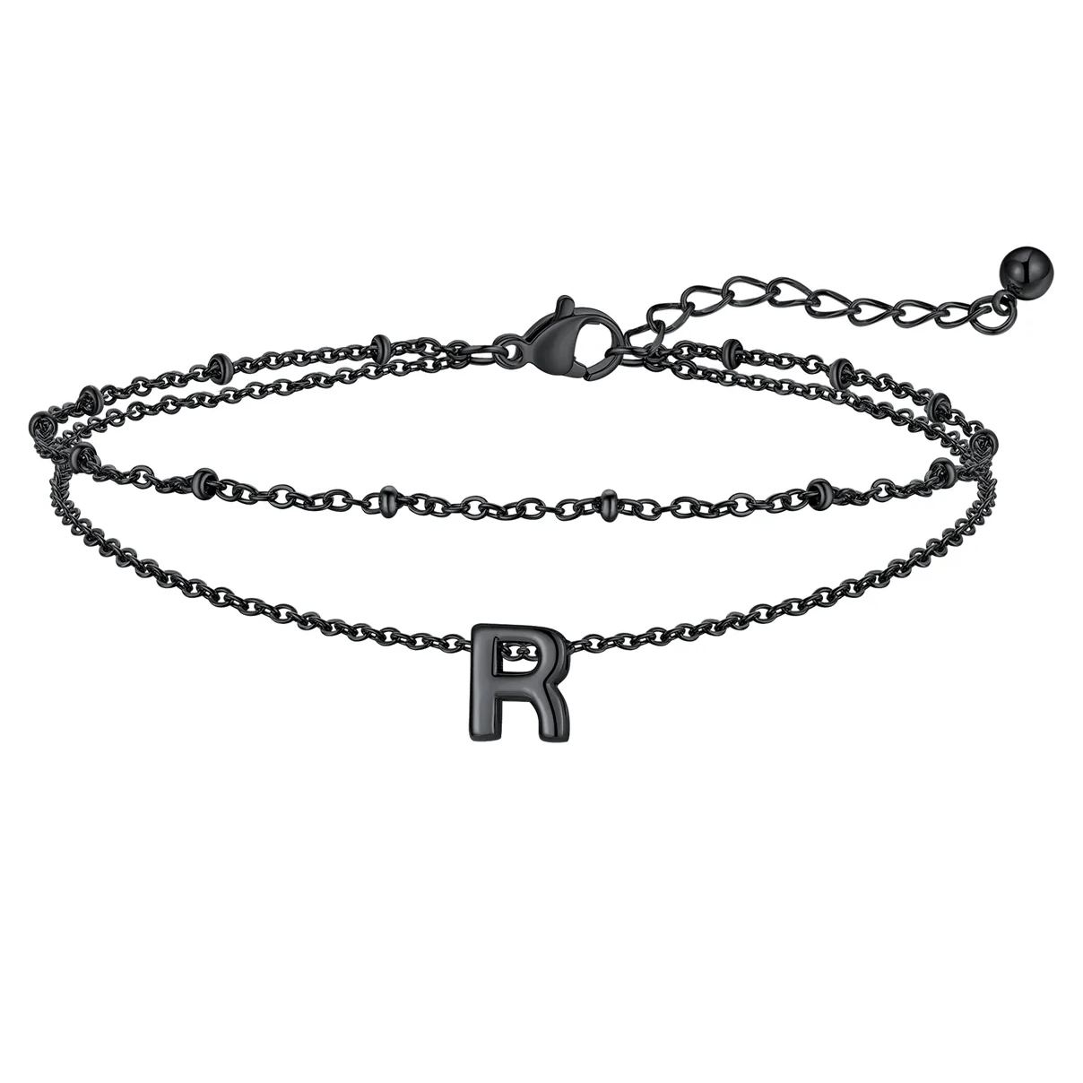 Initial Layered Anklet for Women