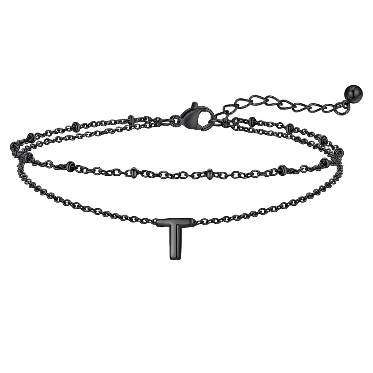 Initial Layered Anklet for Women