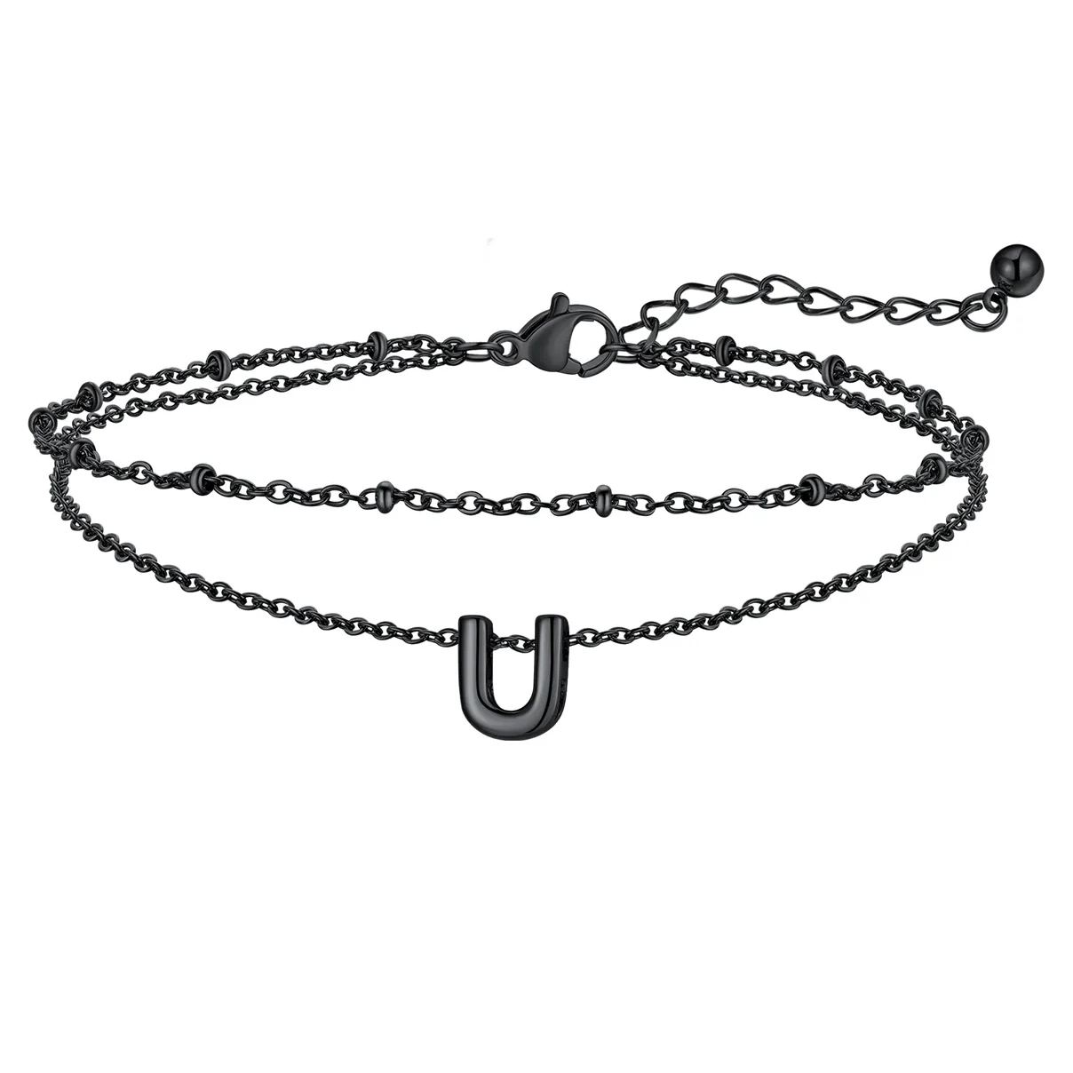 Initial Layered Anklet for Women