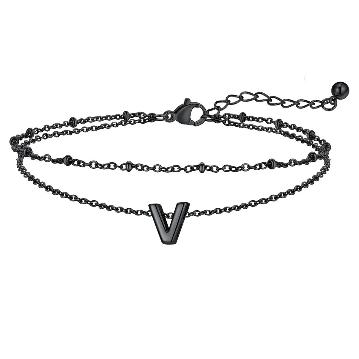 Initial Layered Anklet for Women