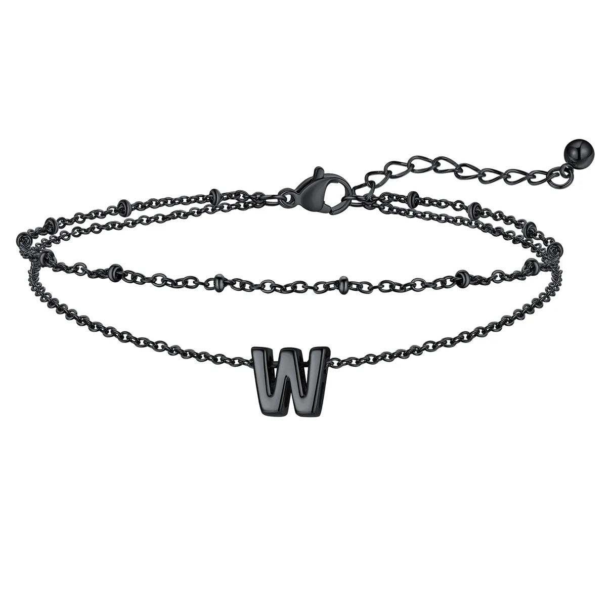 Initial Layered Anklet for Women