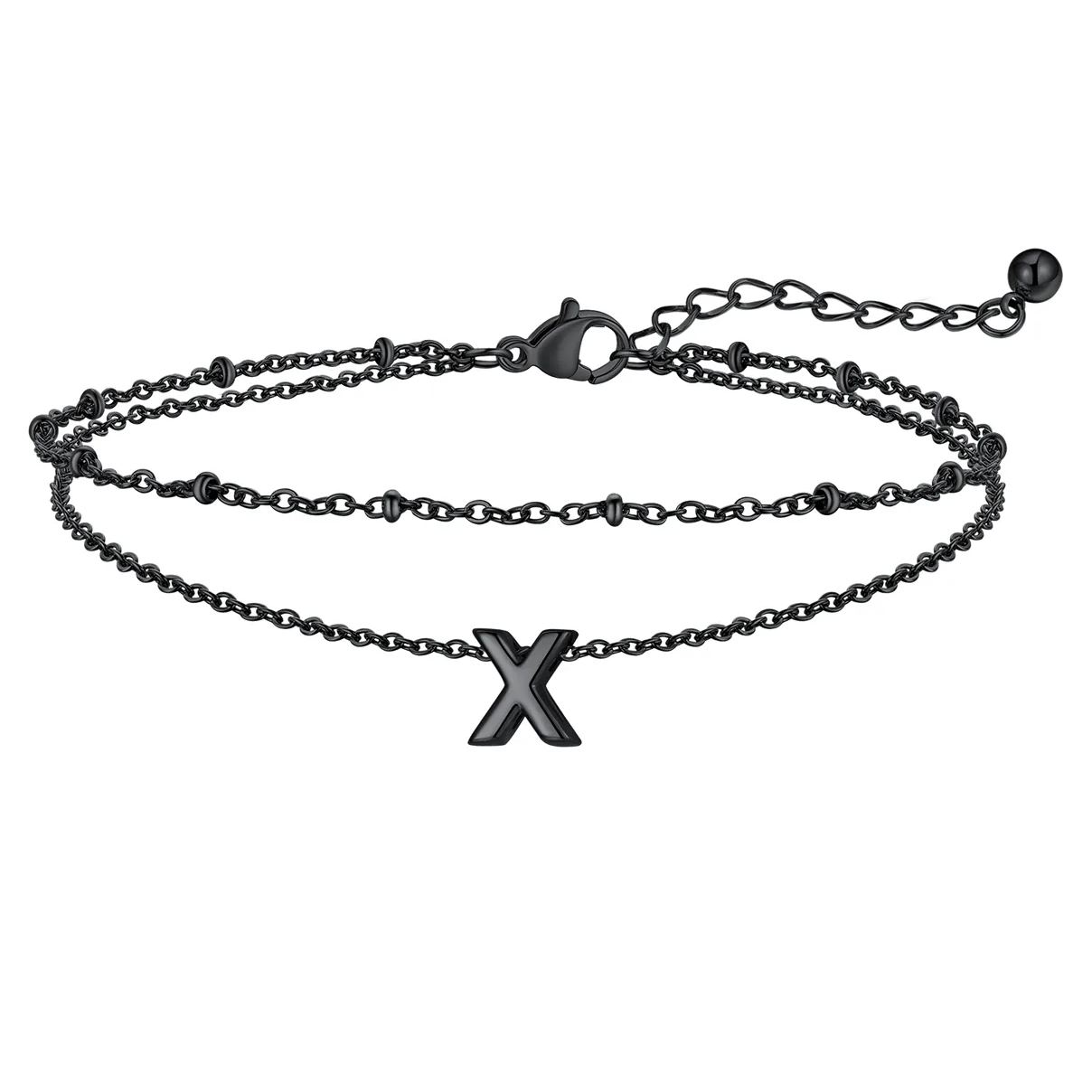 Initial Layered Anklet for Women