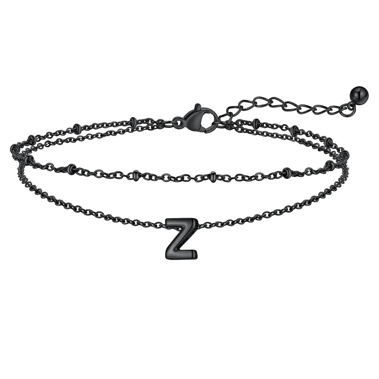 Initial Layered Anklet for Women