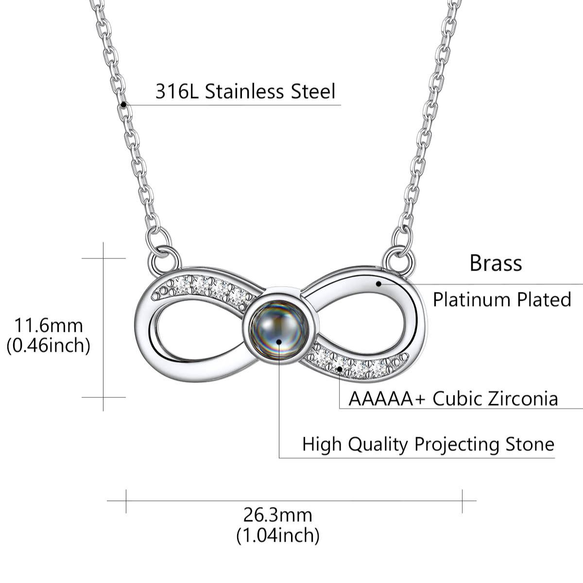 Personalized Infinity Photo Projection Necklace Size