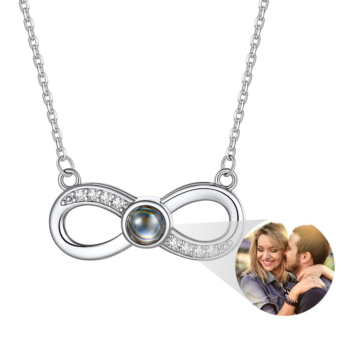 Personalized Silver Infinity Photo Projection Necklace