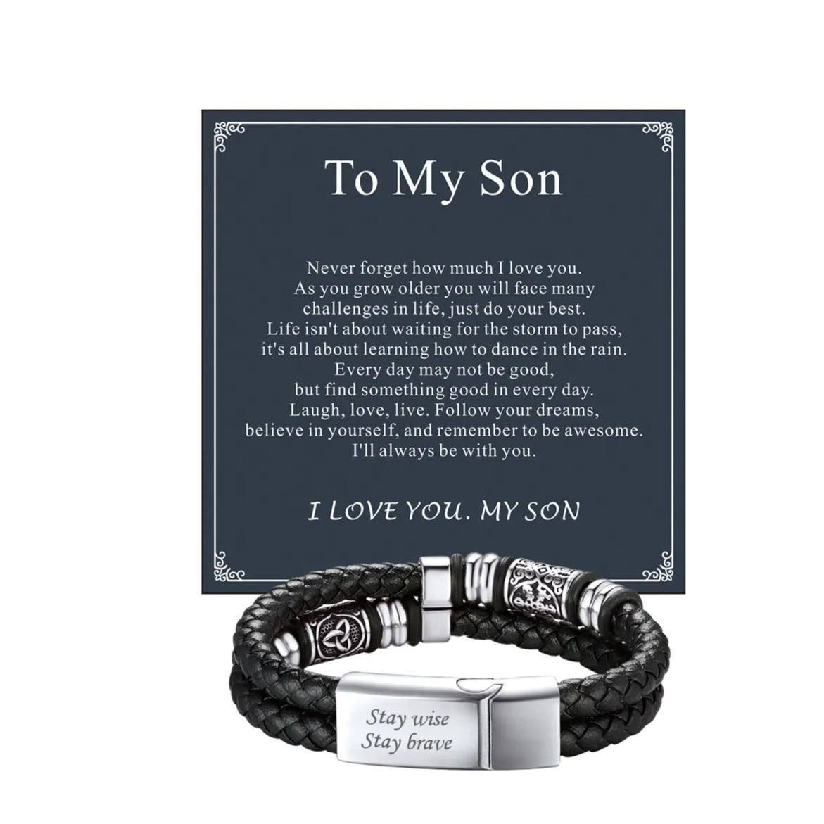 Personalized Braided Leather Bracelet for Men for son