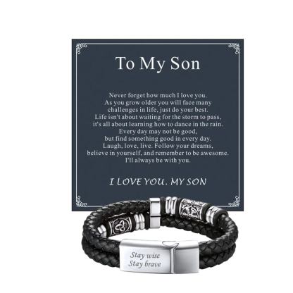Personalized Braided Leather Bracelet for Men for son