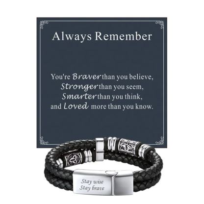 Personalized Braided Leather Bracelet for Men 