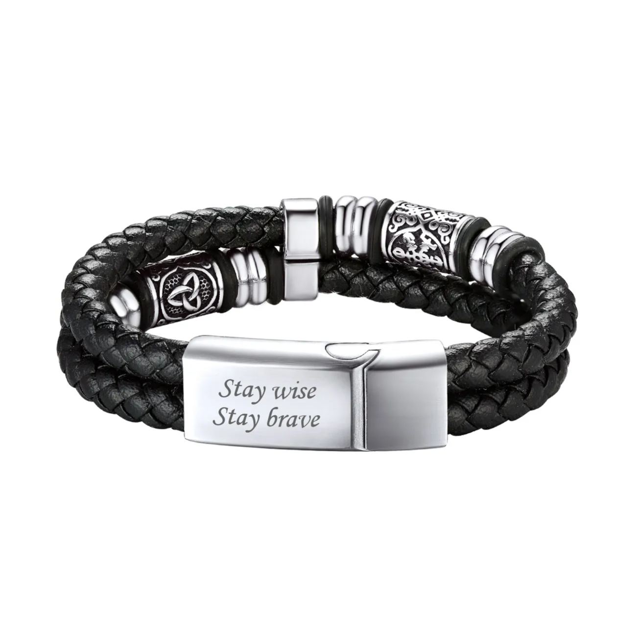 Personalized Braided Leather Bracelet for Men