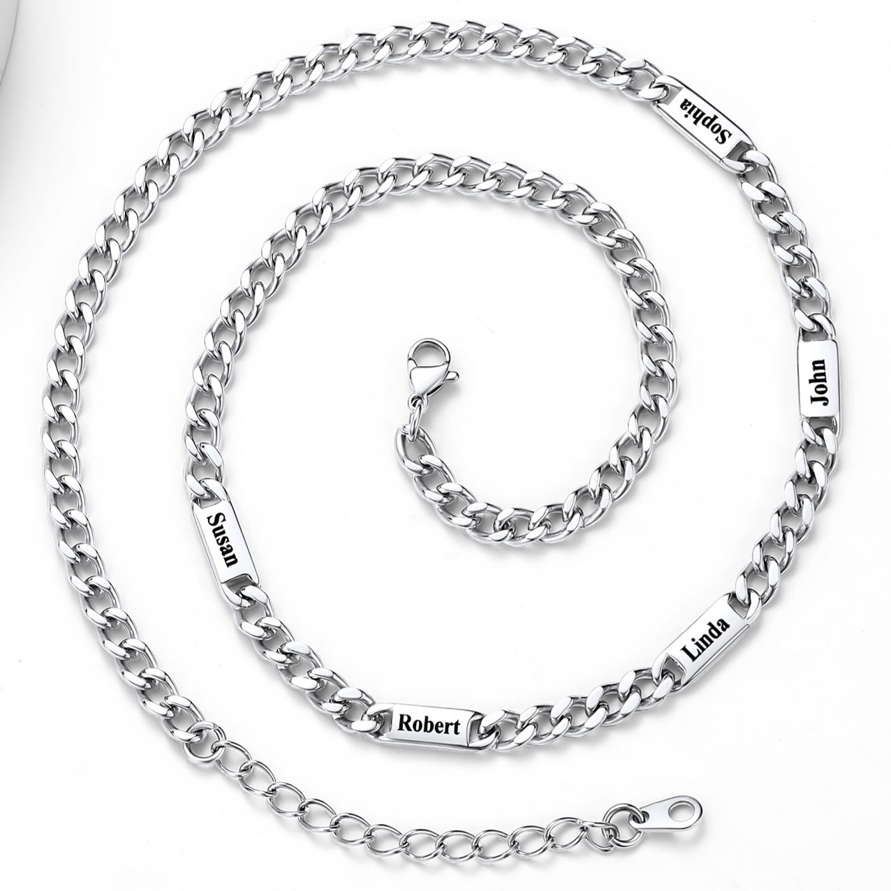 Custom 1-6 Name Cuban Link Chain Necklace for Men