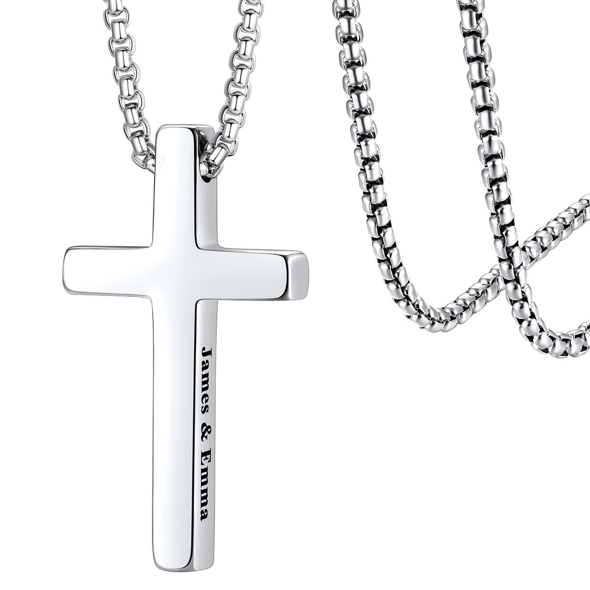 Custom Engraved Cross Necklace for Men