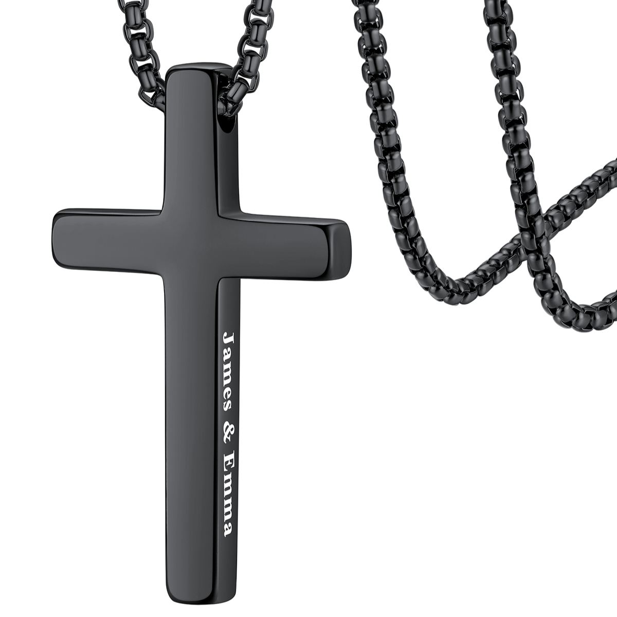 Custom Engraved Cross Necklace for Men Women Large