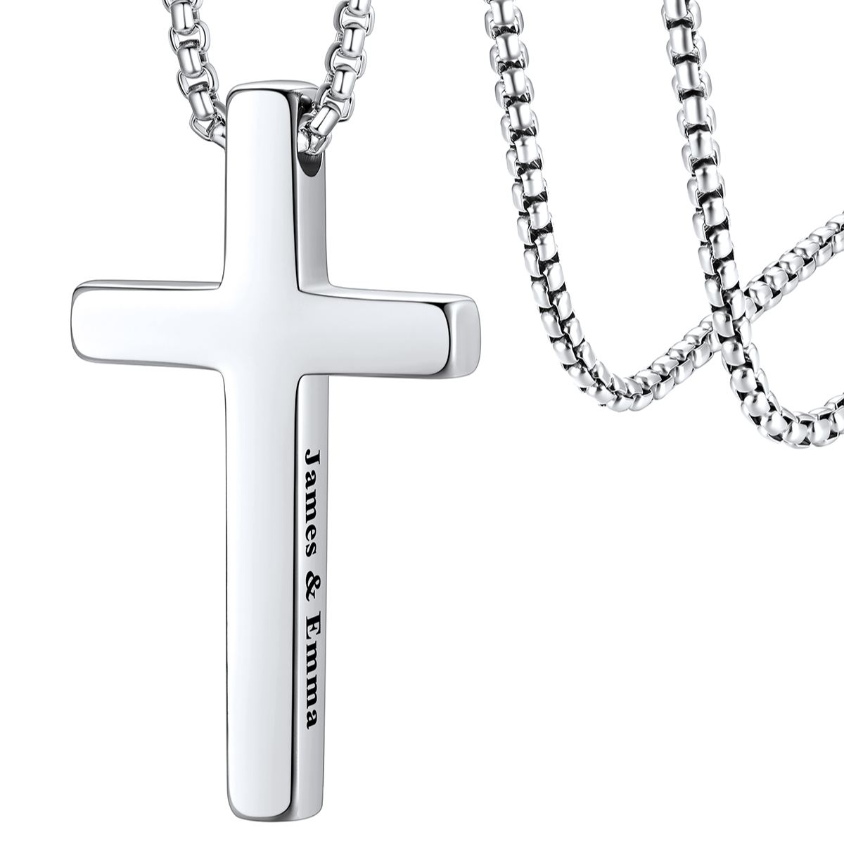 Custom Engraved Cross Necklace for Men Women large