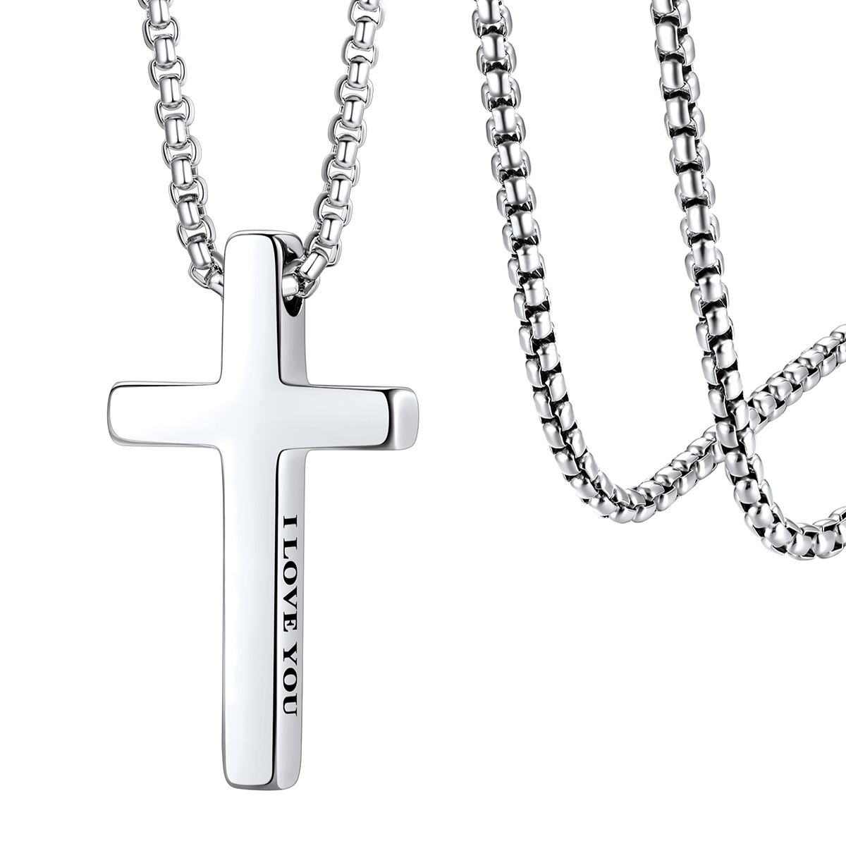 Custom Engraved Cross Necklace for Men Women medium