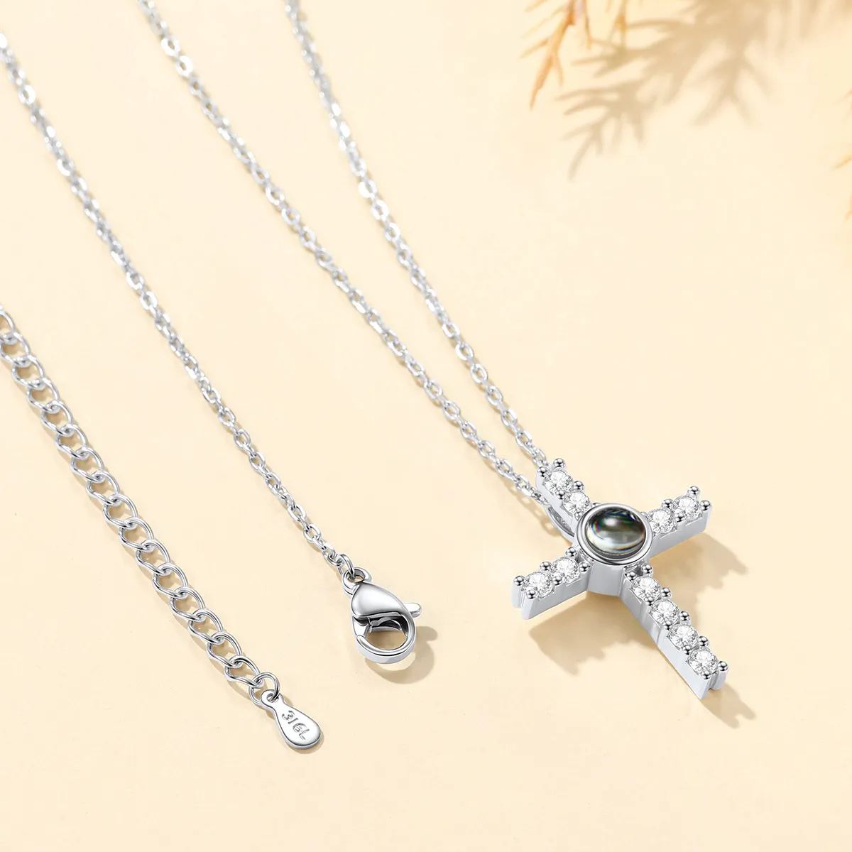 CZ Custom Photo Projection Cross Necklace for Women