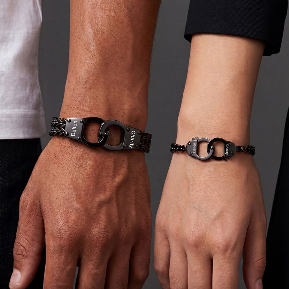 Custom Couple Handcuff Bracelet