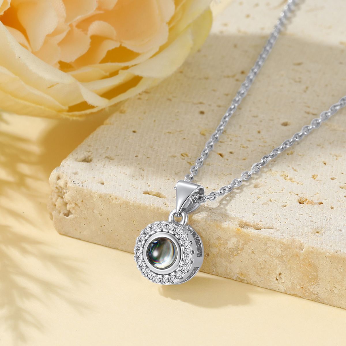 Personalized Photo Necklace for Women Silver