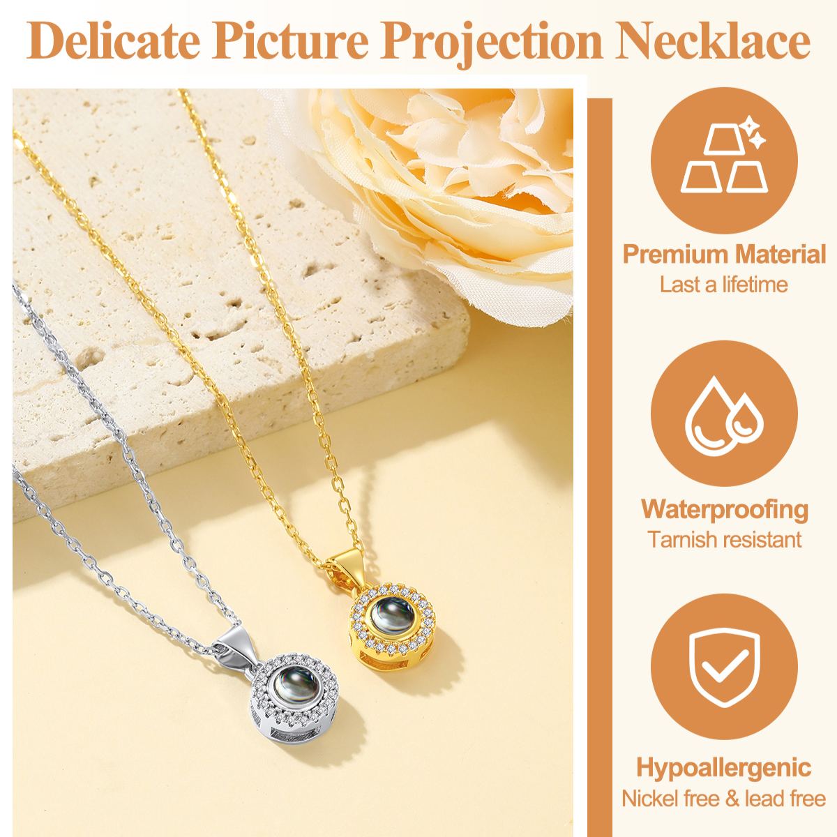 Personalized Photo Projection Necklace for Women