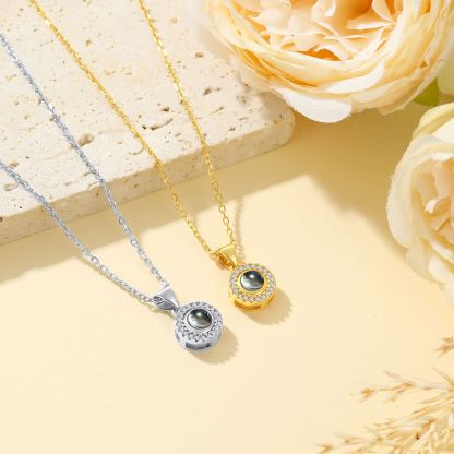Personalized Photo Projection Necklace for Women Silver Gold