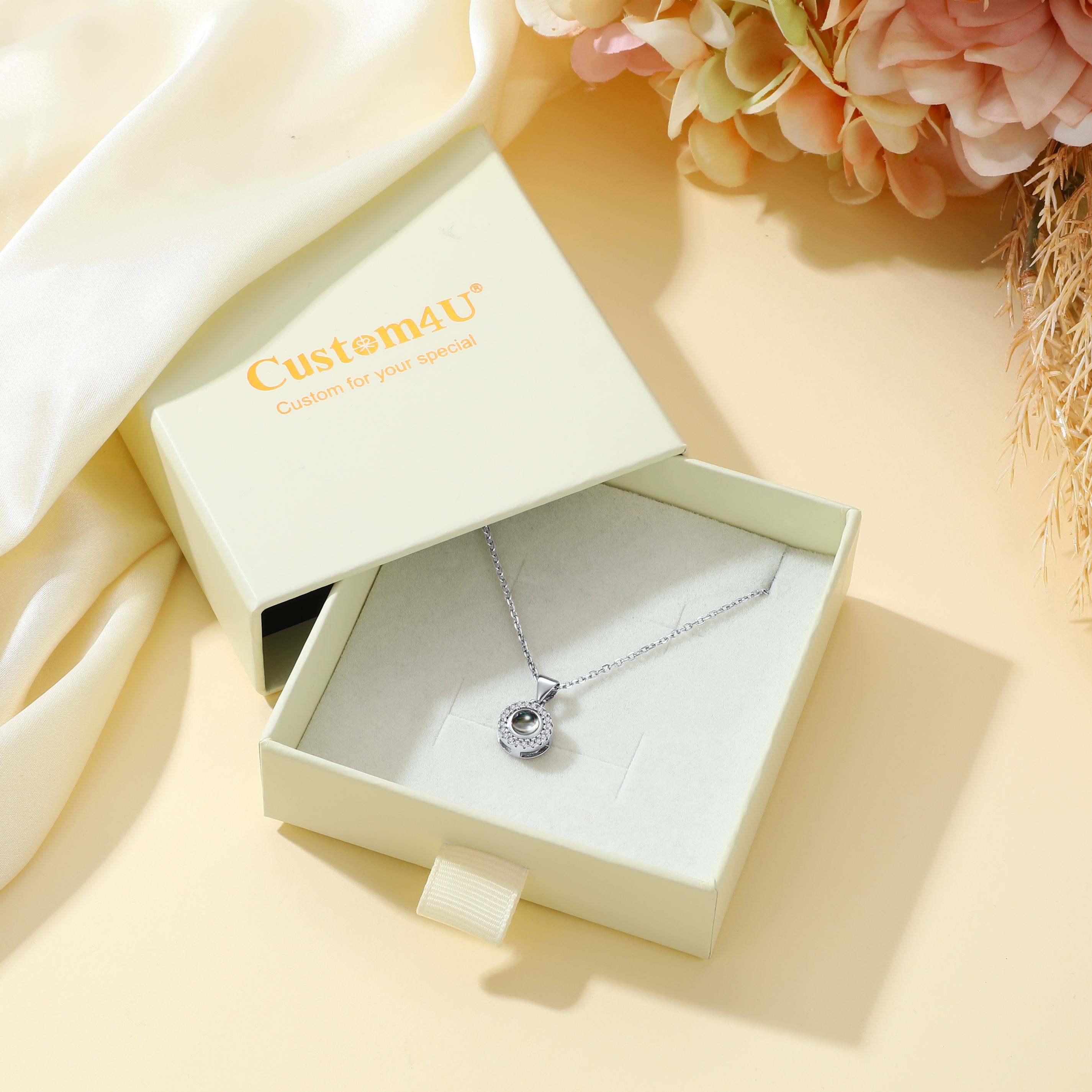 Personalized Photo Projection Necklace for Women with gift Box