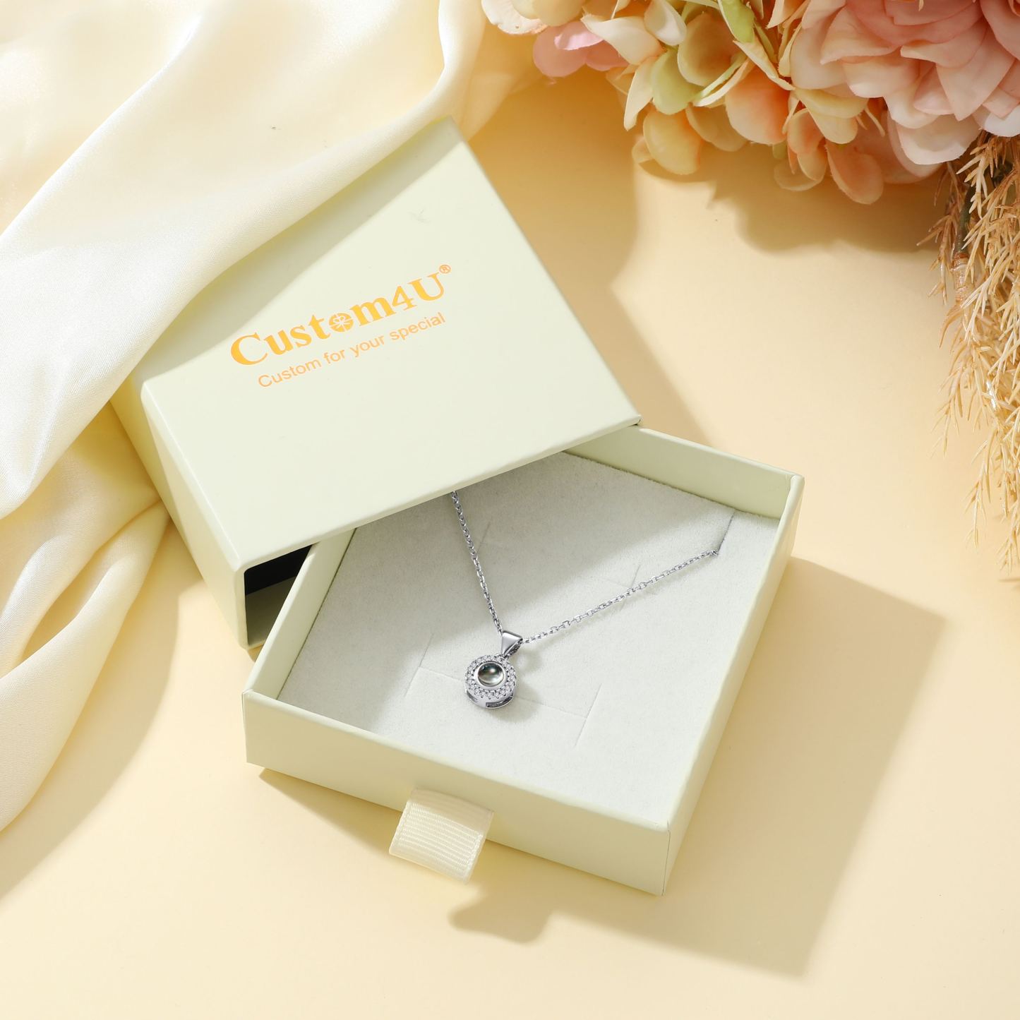 Personalized Photo Projection Necklace for Women with gift Box