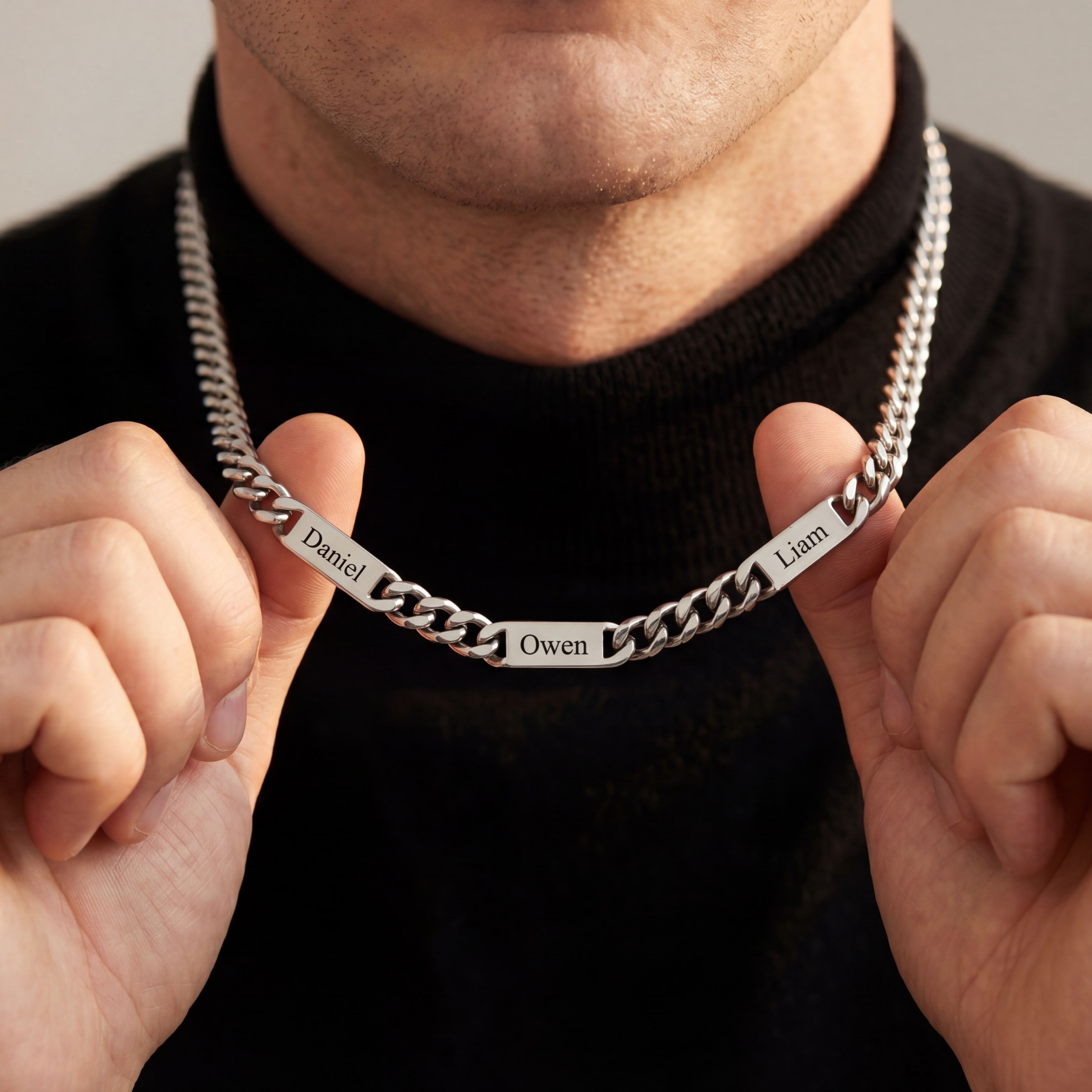 Custom 1-6 Name Cuban Link Chain Necklace for Men