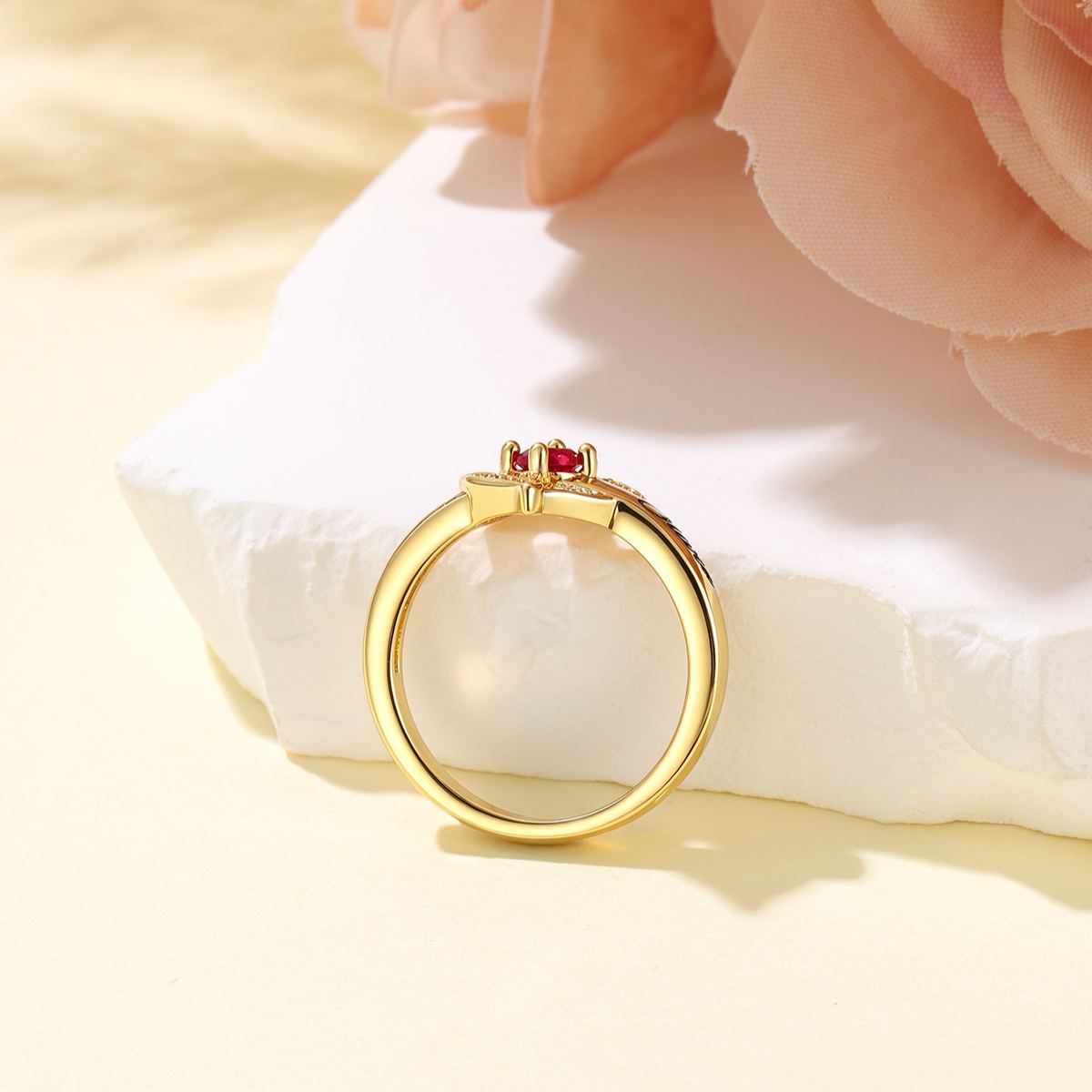 Personalized 1-5 Birthstones Heart Ring for Women Gold