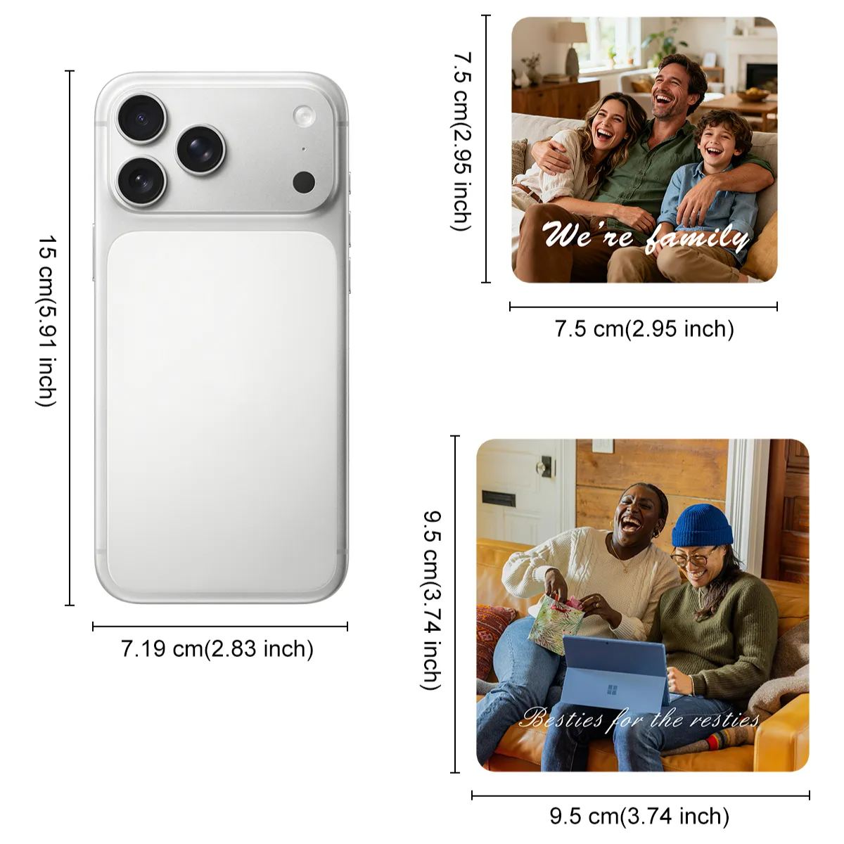 Custom Photo Square Fridge Magnet size