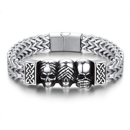 Gothic Skull Celtic Knot Bracelet for Men Halloween Gift
