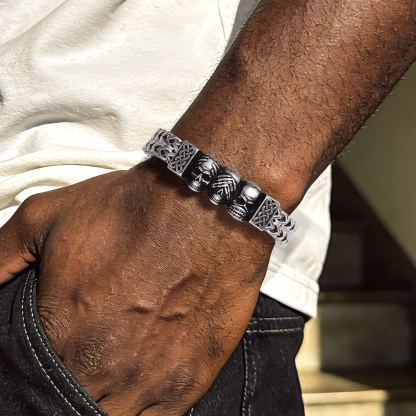 Gothic Skull Celtic Knot Bracelet for Men Halloween Gift