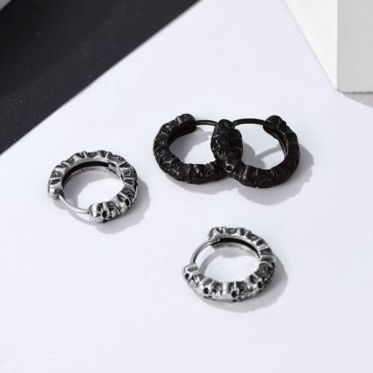 Gothic Skull Huggie Hoop Earrings for Men Women