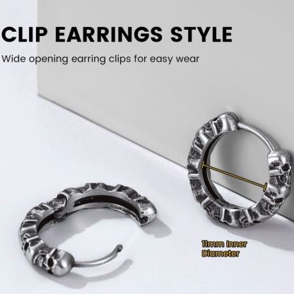 Gothic Skull Huggie Hoop Earrings for Men Women
