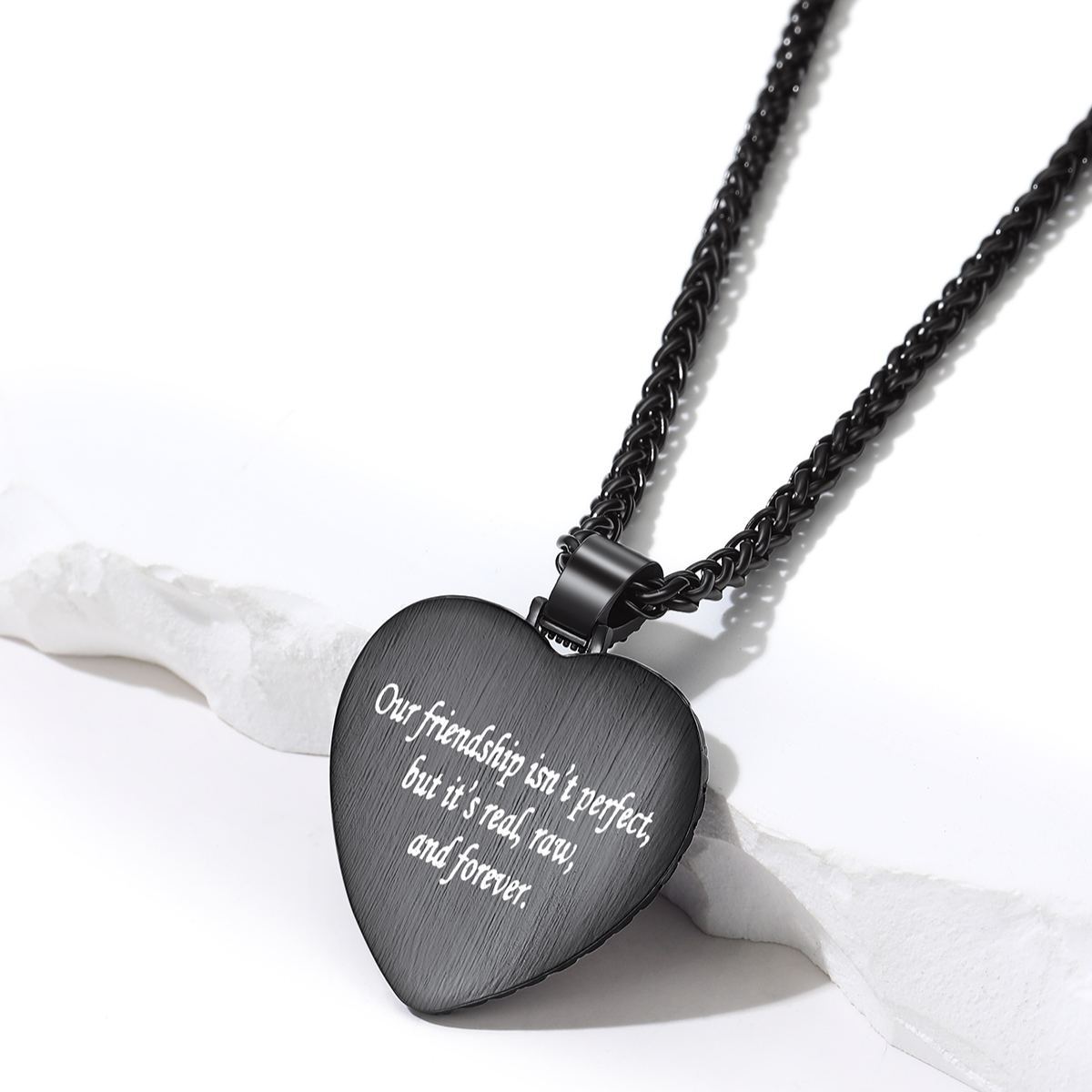 Custom Photo Engraved Heart Pendant Necklace For Father