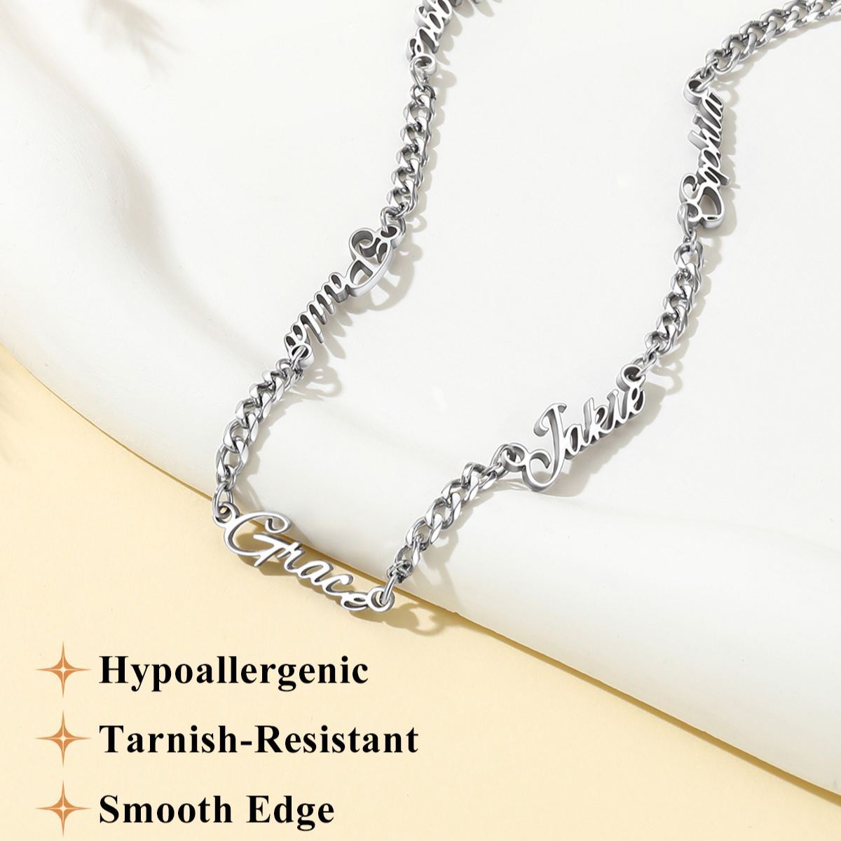 Custom Multi-Name Cuban Link Necklace 3MM for girl