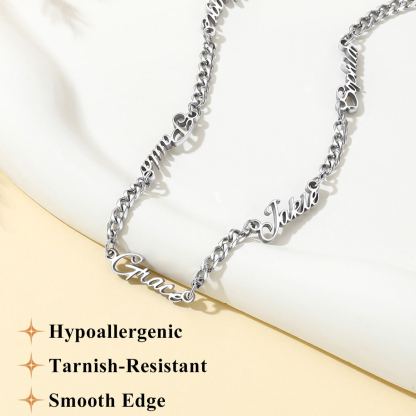 Custom Multi-Name Cuban Link Necklace 3MM for girl