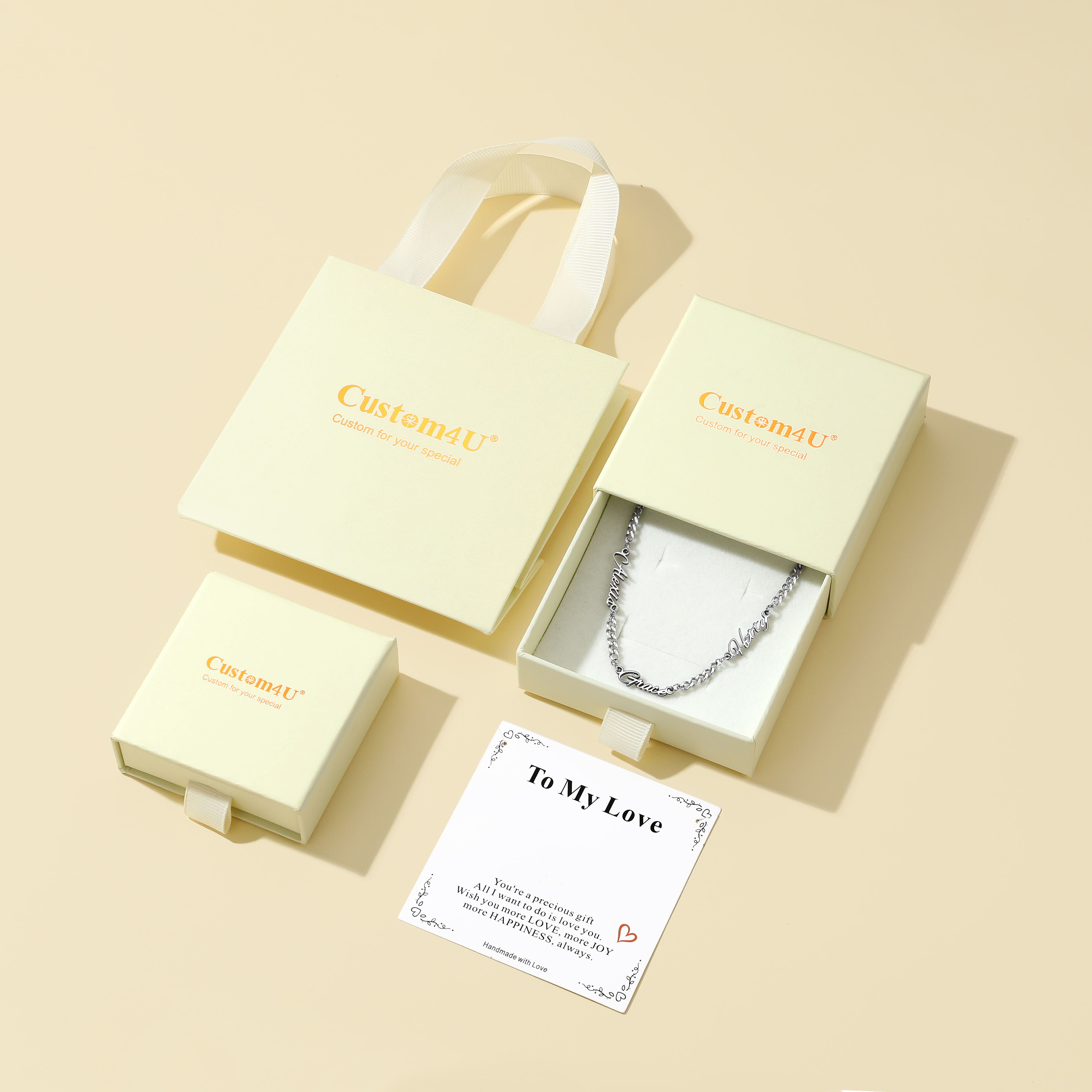Custom Multi-Name Cuban Link Necklace 3MM gift
