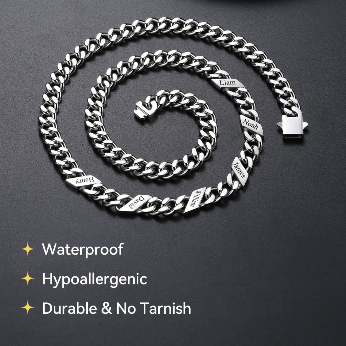 Custom Names Cuban Chain Necklace 7/9/12MM Anniversary Gift 