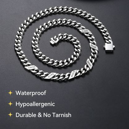 Custom Names Cuban Chain Necklace 7/9/12MM Anniversary Gift 