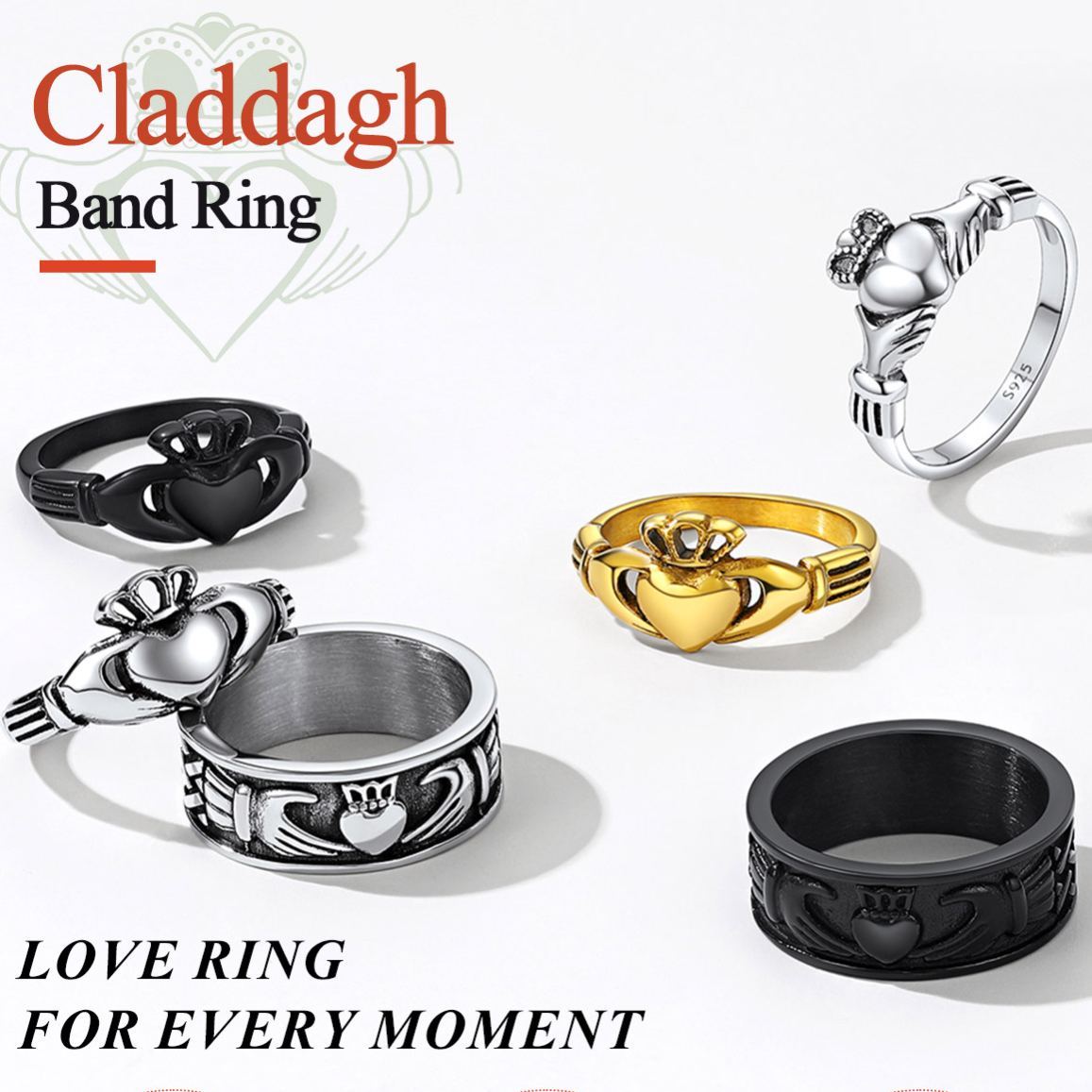 Personalized Claddagh Promise Rings for Couple Gift