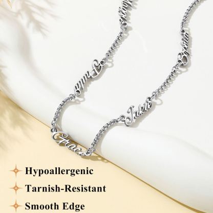 Personalized Multi-Nameplate Rolo Chain Necklace Anniversary Gift 