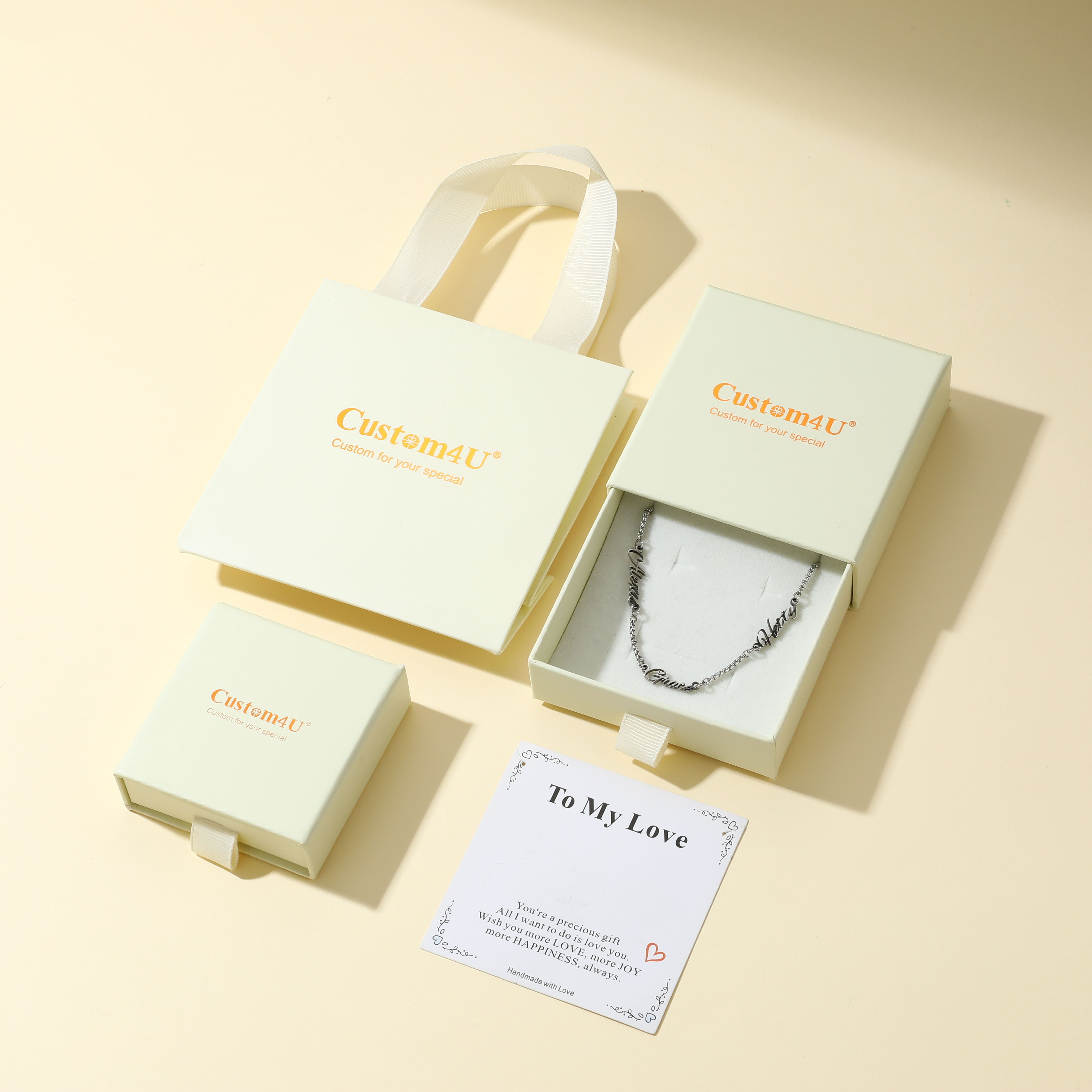 Personalized Multi-Nameplate Rolo Chain Necklace Meaningful Gift 